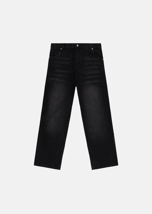 Wide fit Jean  - Negro Desgastado