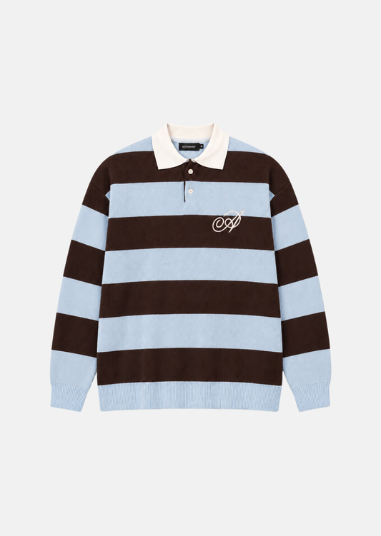 Knit Polo Coast - Azul y Café