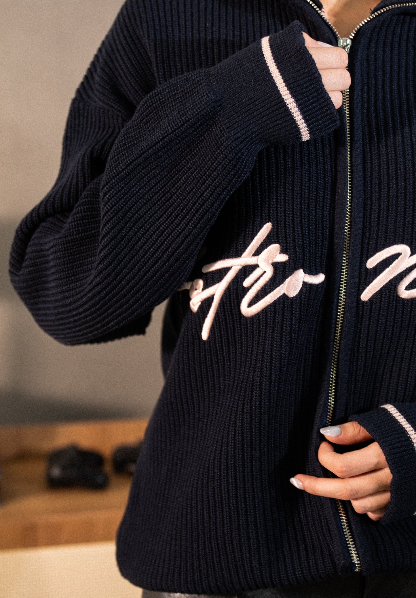 Zipper Knit Signature - Azul Oscuro
