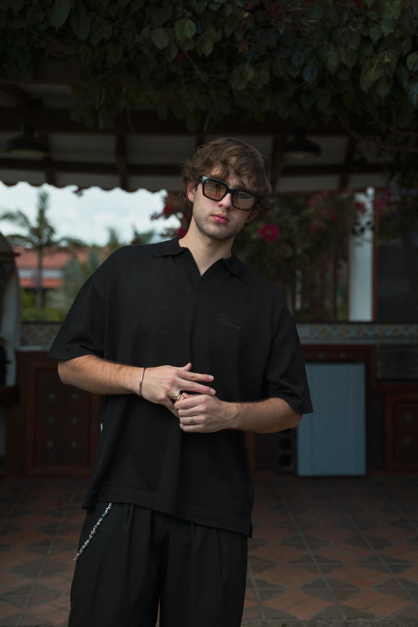 Camiseta Polo Tejida - Negro